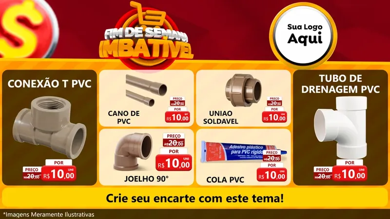 Modelo de TV para TV Horizontal com o tema Fim de Semana Imbatível para Tubos e conexões