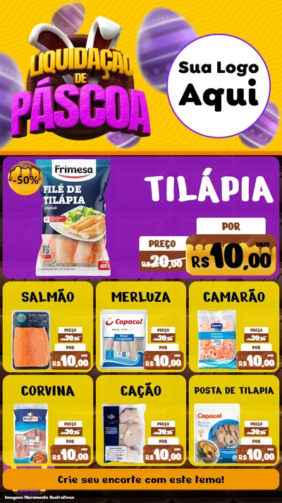 Modelo de Rede Social para Stories com o tema Liquidação de Páscoa para Peixaria
