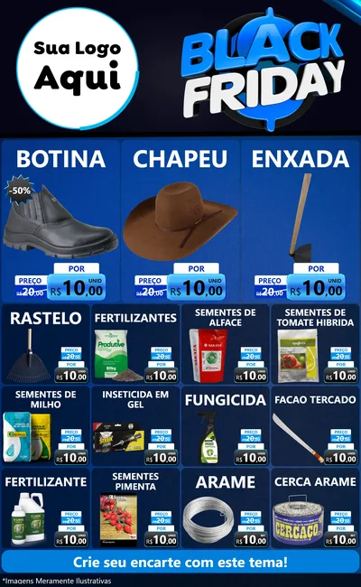 Modelo de Encarte para Encarte Grande com o tema Black Friday para Agropecuária