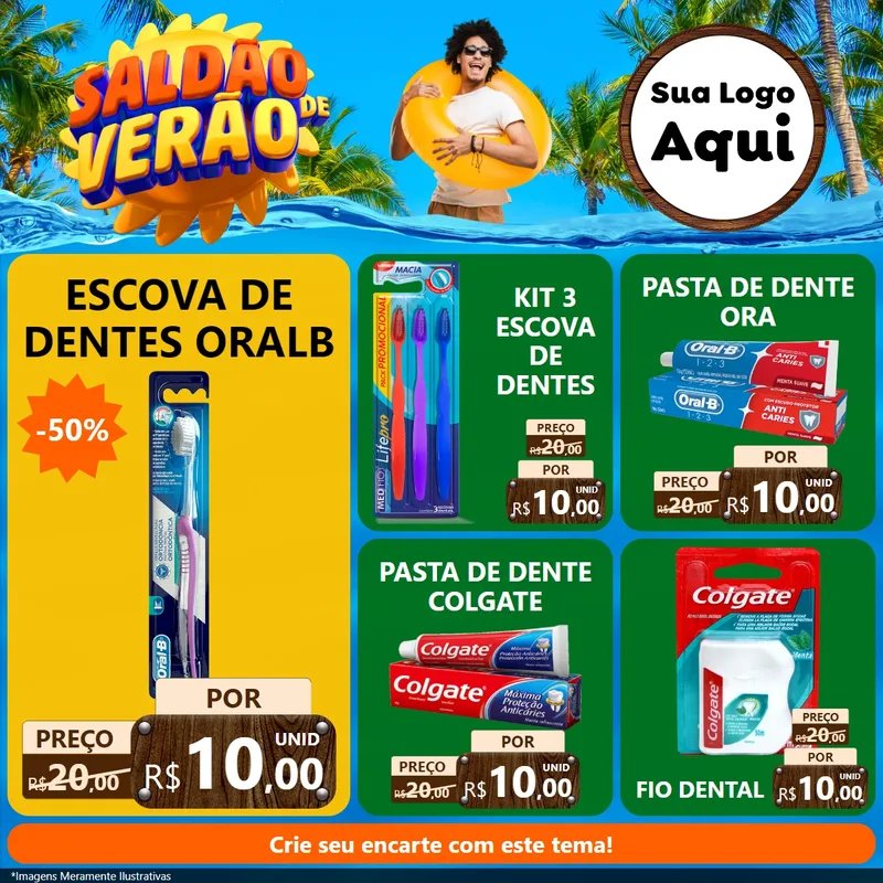 Modelo de Rede Social para Feed Facebook com o tema Saldão de Verão para Higiene Pessoal