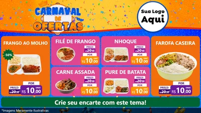 Modelo de TV para TV Horizontal com o tema Carnaval de Ofertas para Restaurante