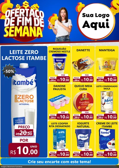 Modelo de Encarte para Encarte A4 Vertical com o tema Ofertaço de Fim de Semana para Frios e Laticínios