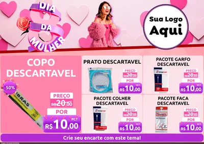 Modelo de Encarte para Encarte A4 Horizontal com o tema Dia da Mulher para Embalagens