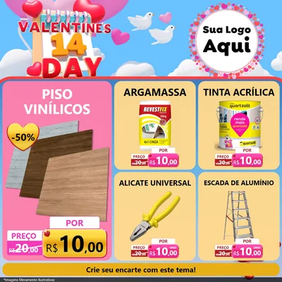 Modelo de Rede Social para Feed Facebook com o tema Valentine's Day para Material para Construção