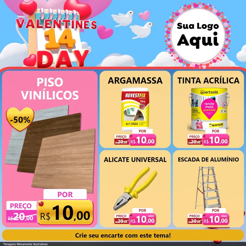 Modelo de Rede Social para Feed Facebook com o tema Valentine's Day para Material para Construção