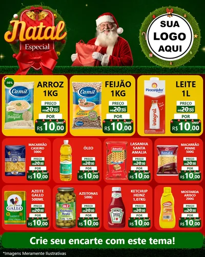 Modelo de Rede Social para Feed Instagram com o tema Natal Especial para Supermercado