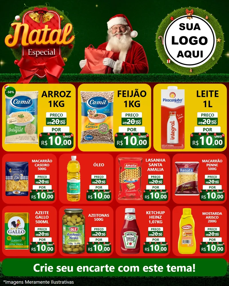 Modelo de Rede Social para Feed Instagram com o tema Natal Especial para Supermercado