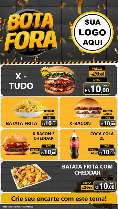 Modelo de TV para TV Vertical com o tema Bota Fora para Hamburgueria