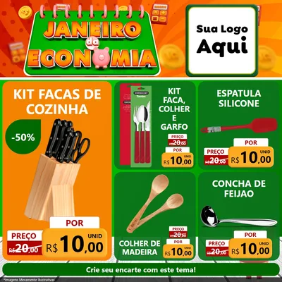 Modelo de Rede Social para Feed Facebook com o tema Janeiro da Economia para Utilidades Domésticas