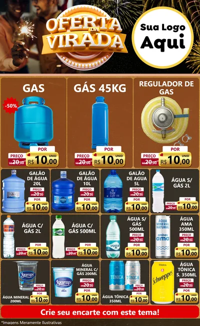 Modelo de Encarte para Encarte Grande com o tema Oferta da Virada para Água e gás