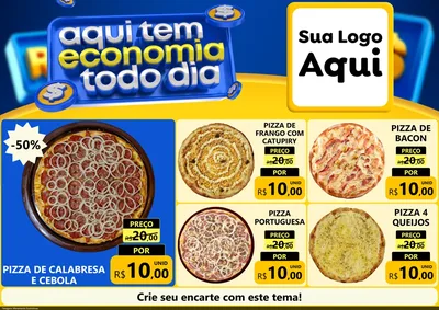 Modelo de Encarte para Encarte A4 Horizontal com o tema Aqui Tem Economia Todo Dia para Pizzaria