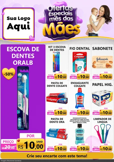 Modelo de Encarte para Encarte A4 Vertical com o tema Ofertas Especiais - Mês das Mães para Higiene Pessoal