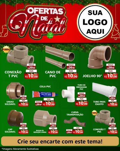 Modelo de Rede Social para Feed Instagram com o tema Ofertas de Natal para Tubos e conexões