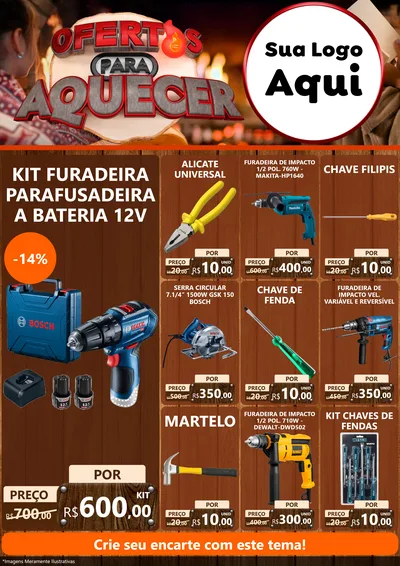 Modelo de Encarte para Encarte A4 Vertical com o tema Ofertas Para Aquecer para Maquinas e Ferramentas