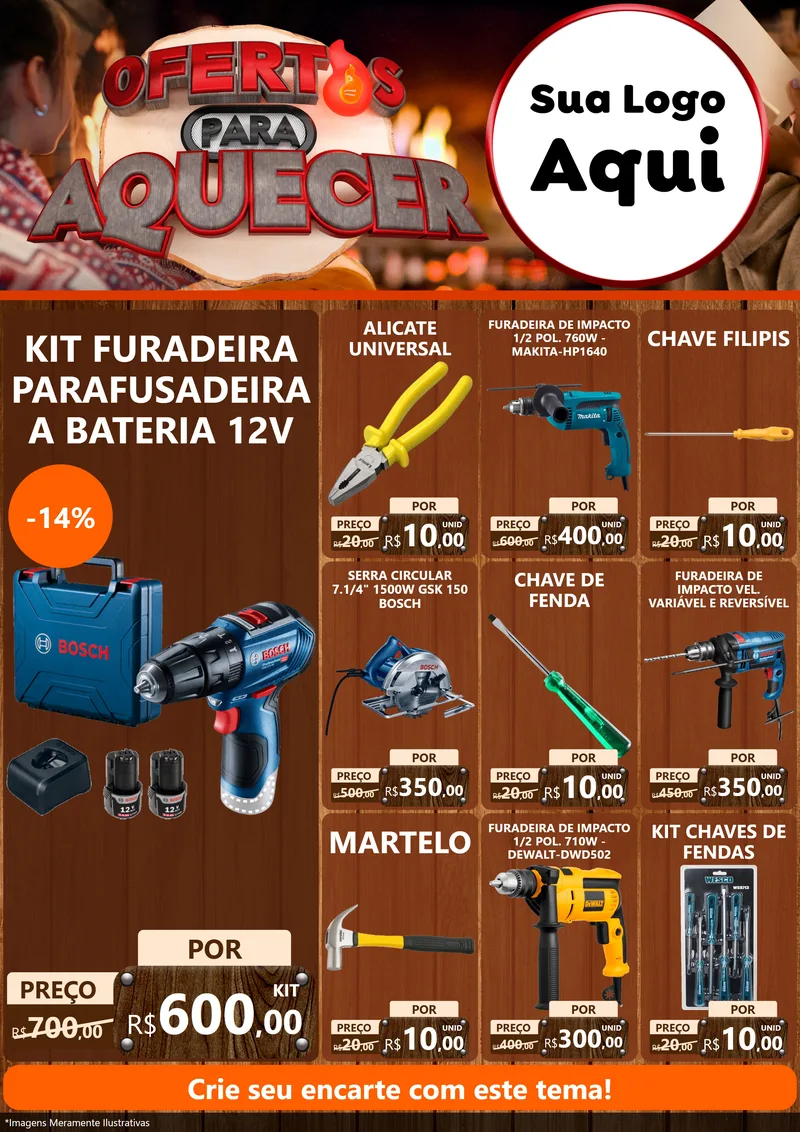 Modelo de Encarte para Encarte A4 Vertical com o tema Ofertas Para Aquecer para Maquinas e Ferramentas