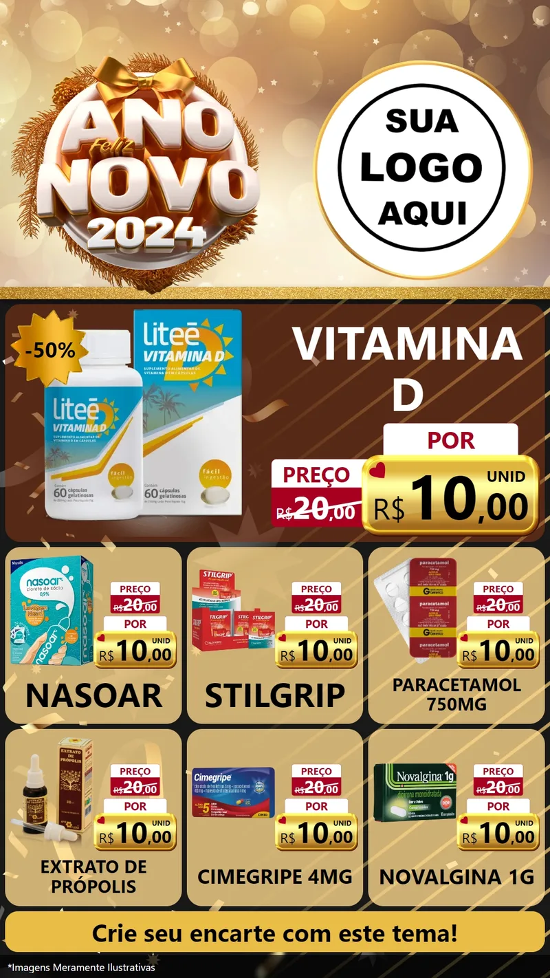 Modelo de Rede Social para Stories com o tema Feliz Ano Novo 2027 para Farmácia