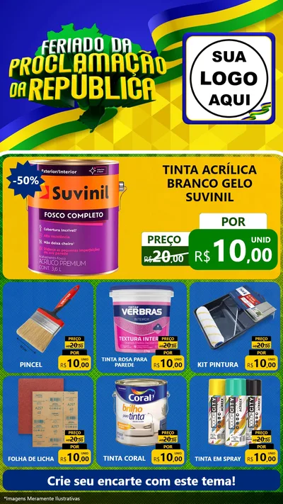 Modelo de Rede Social para Stories com o tema Feriado da Proclamação da República para Tintas e Ferramentas