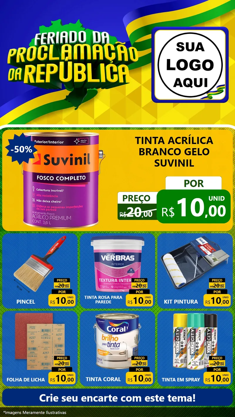 Modelo de Rede Social para Stories com o tema Feriado da Proclamação da República para Tintas e Ferramentas