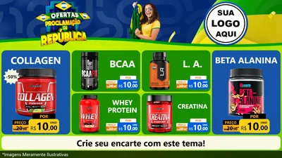 Modelo de TV para TV Horizontal com o tema Ofertas Proclamação da República para Suplementos alimentares