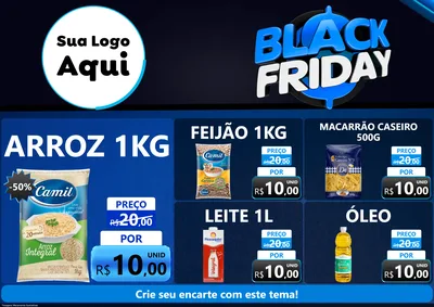 Modelo de Encarte para Encarte A4 Horizontal com o tema Black Friday para Supermercado