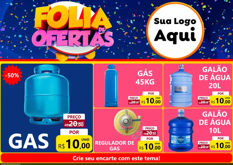 Modelo de Encarte para Encarte A4 Horizontal com o tema Folia de Ofertas para Água e gás