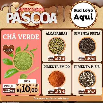 Modelo de Rede Social para Feed Facebook com o tema Ofertas de Páscoa para Produtos Naturais