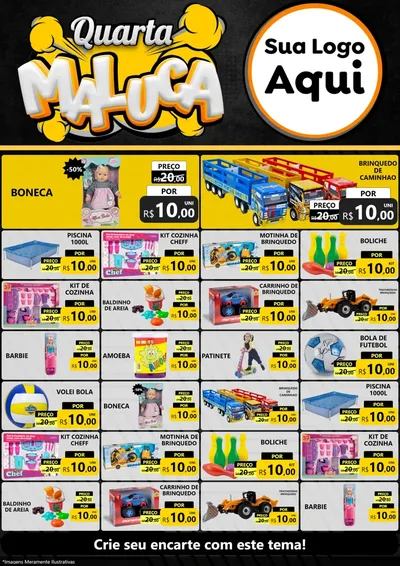 Modelo de Encarte para Encarte A4 Vertical com o tema Quarta Maluca para Brinquedos