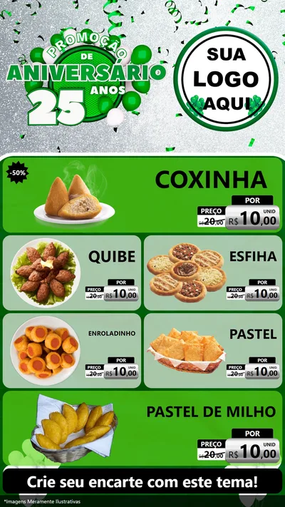 Modelo de TV para TV Vertical com o tema Promoção de Aniversário - 25 Anos para Salgadaria