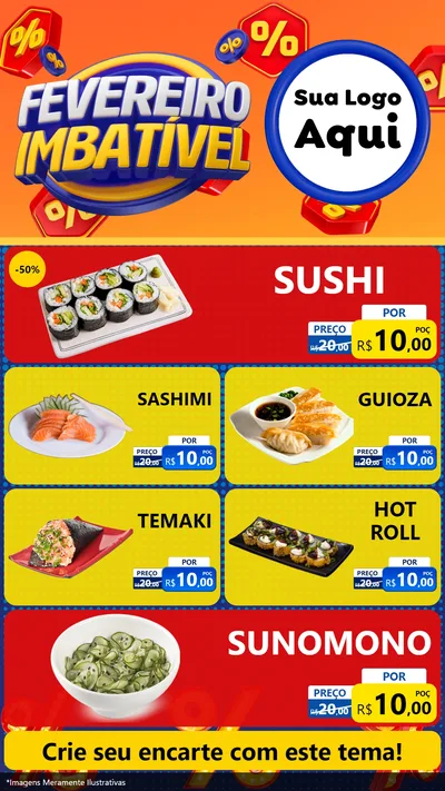 Modelo de TV para TV Vertical com o tema Fevereiro Imbatível para Comida japonesa