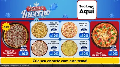 Modelo de TV para TV Horizontal com o tema Ofertas de Inverno para Pizzaria