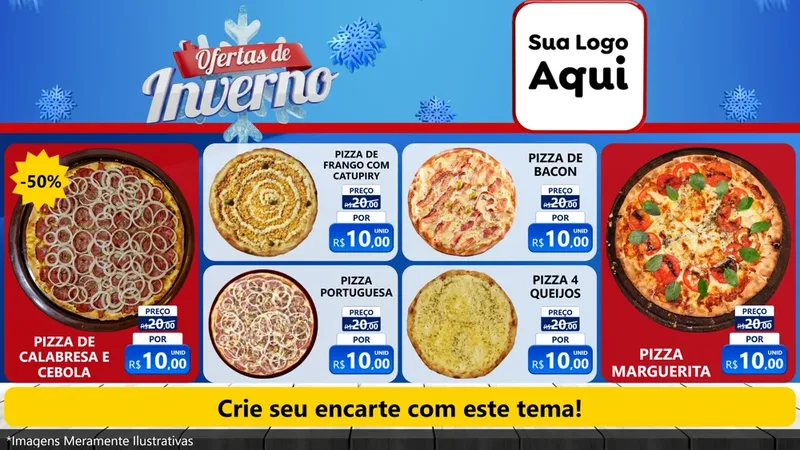 Modelo de TV para TV Horizontal com o tema Ofertas de Inverno para Pizzaria