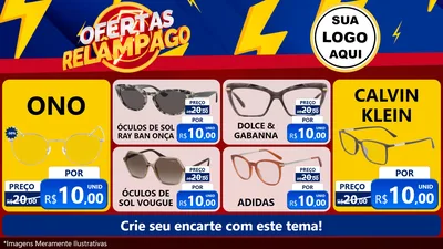 Modelo de TV para TV Horizontal com o tema Ofertas Relâmpago para Óticas
