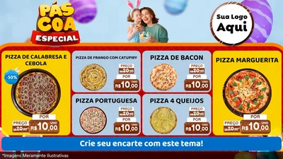Modelo de TV para TV Horizontal com o tema Páscoa Especial para Pizzaria