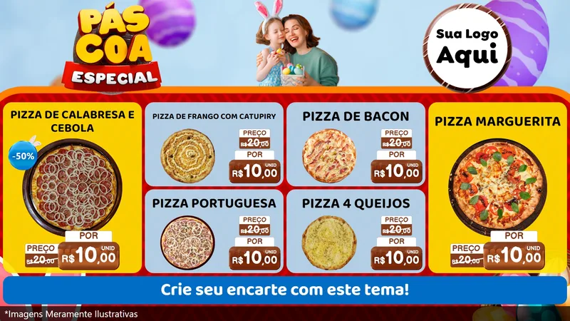 Modelo de TV para TV Horizontal com o tema Páscoa Especial para Pizzaria
