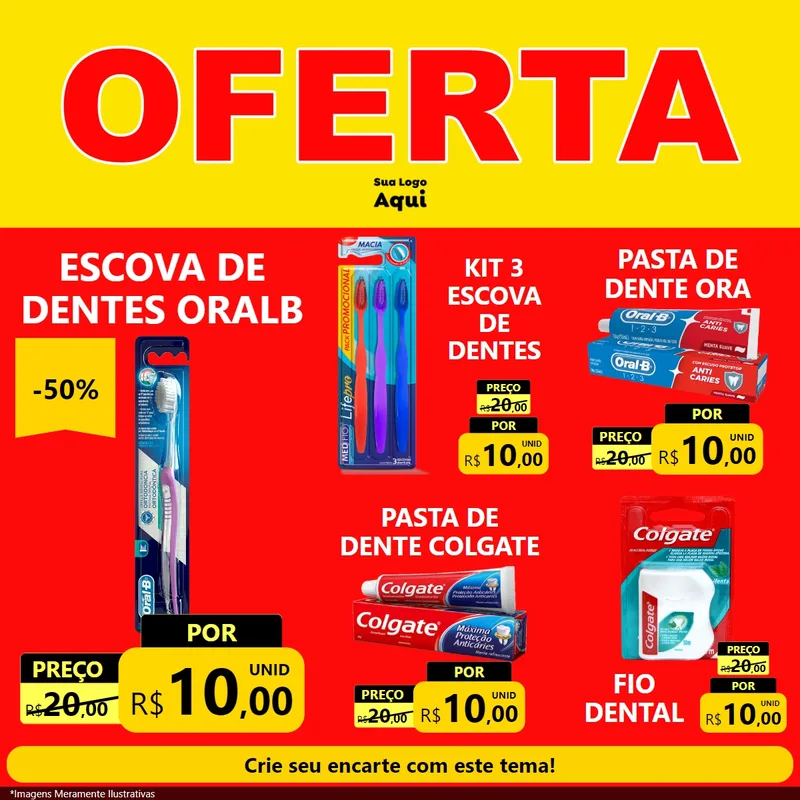 Modelo de Rede Social para Feed Facebook com o tema OFERTA - Vermelho Cartaz para Higiene Pessoal