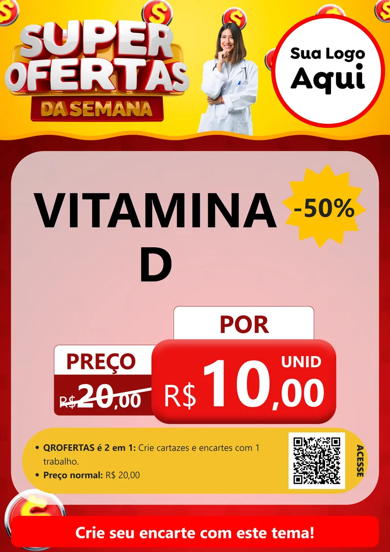 Modelo de Cartaz para Cartaz A4 Vertical com o tema Super Ofertas da Semana - Farmácia para Farmácia