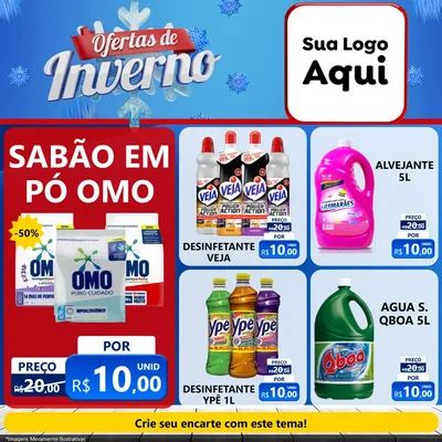 Modelo de Rede Social para Feed Facebook com o tema Ofertas de Inverno para Produtos de Limpeza