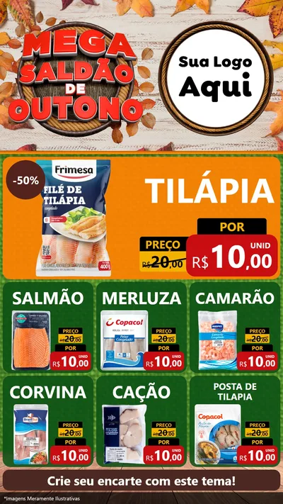 Modelo de Rede Social para Stories com o tema Mega Saldão de Outono para Peixaria
