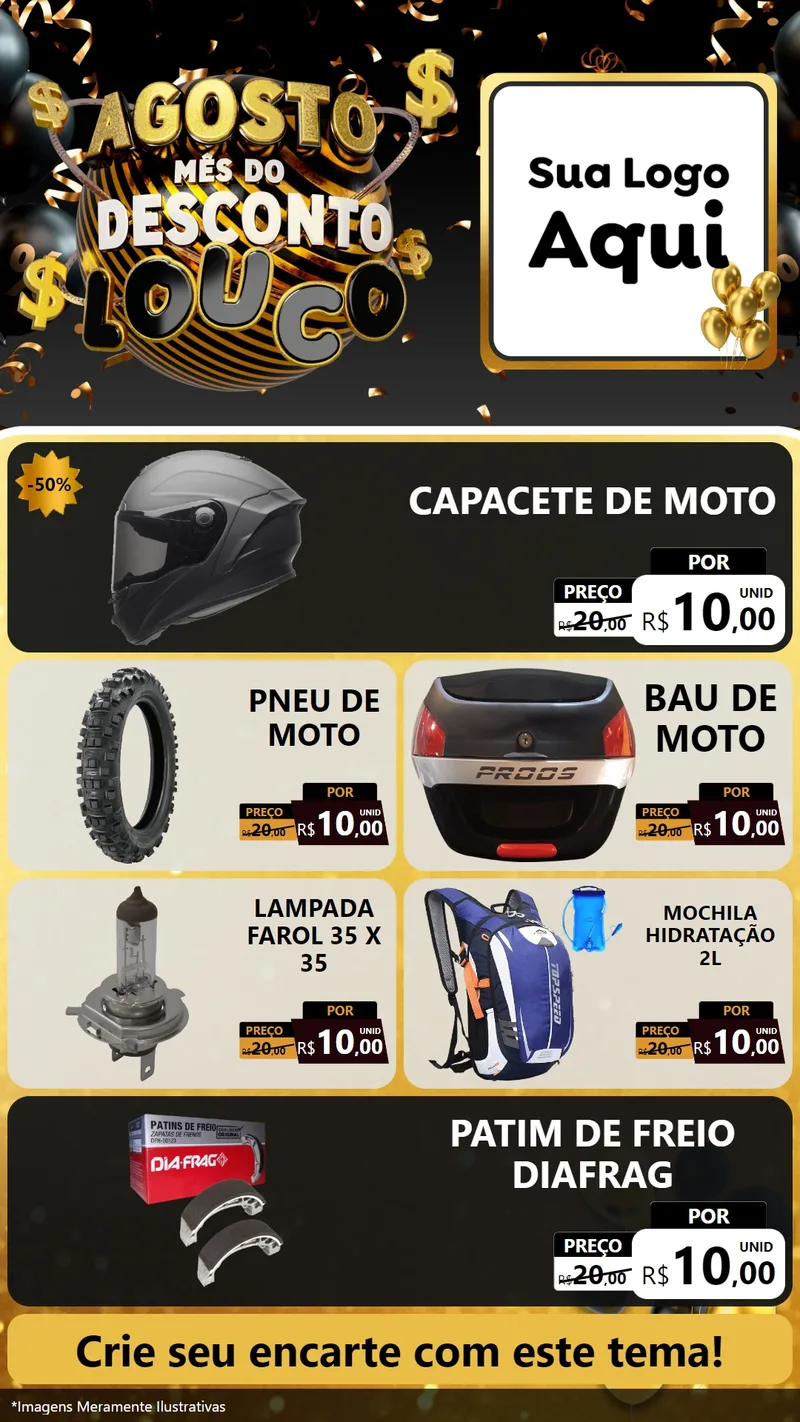 Modelo de TV para TV Vertical com o tema Agosto Mês do Desconto Louco para Moto peças