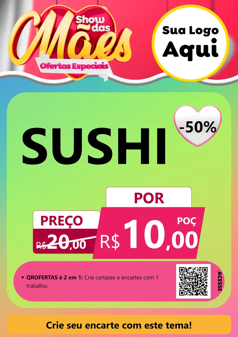 Modelo de Cartaz para Cartaz A4 Vertical com o tema Show das Mães - Ofertas Especiais para Comida japonesa