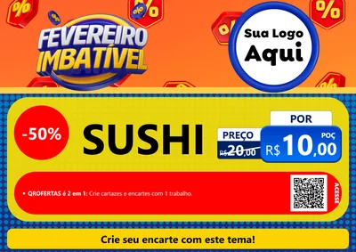 Modelo de Cartaz para Cartaz A4 Horizontal com o tema Fevereiro Imbatível para Comida japonesa