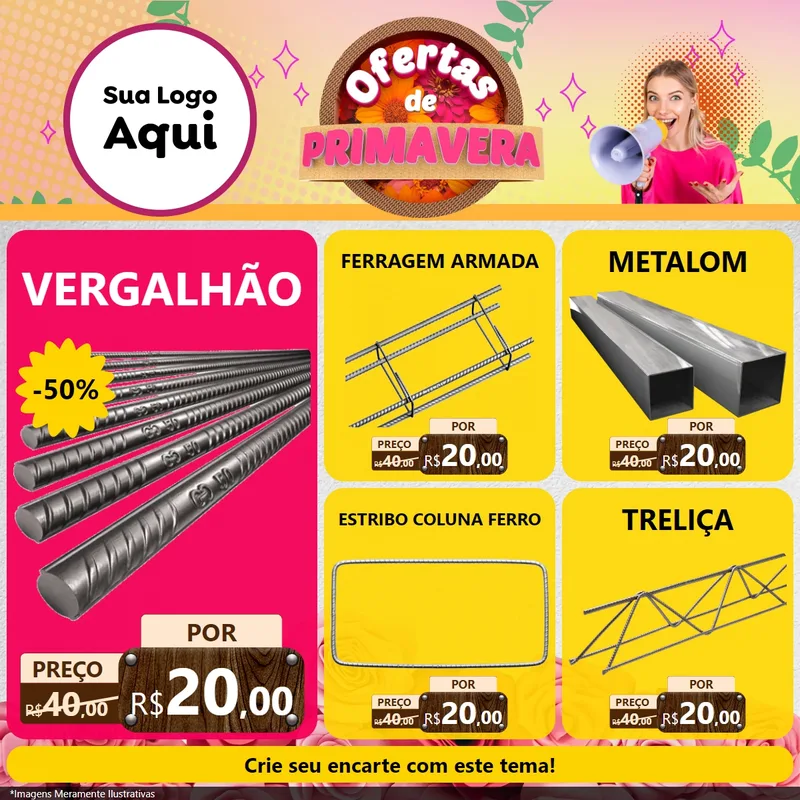 Modelo de Rede Social para Feed Facebook com o tema Ofertas de Primavera para Ferragens