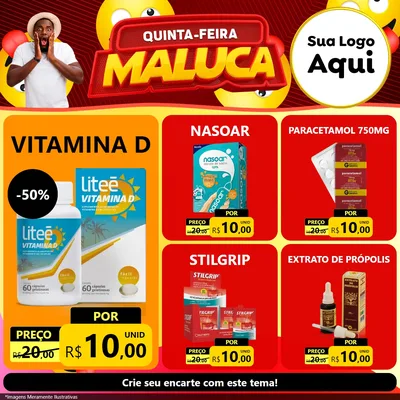 Modelo de Rede Social para Feed Facebook com o tema Quinta-feira Maluca para Farmácia