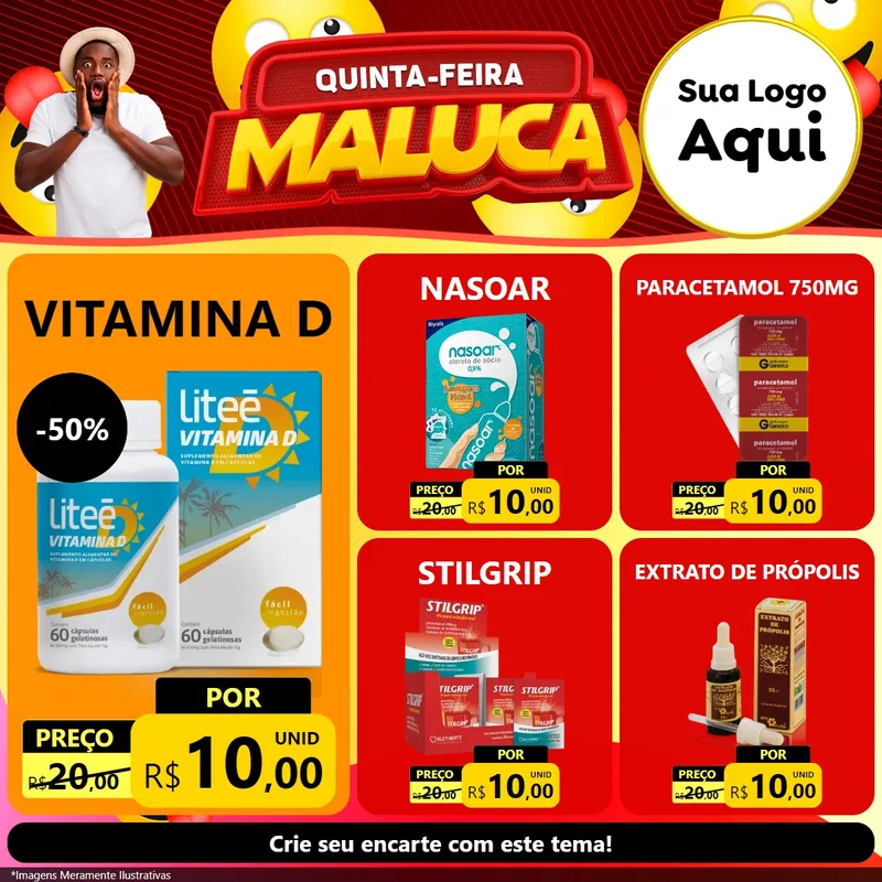 Modelo de Rede Social para Feed Facebook com o tema Quinta-feira Maluca para Farmácia