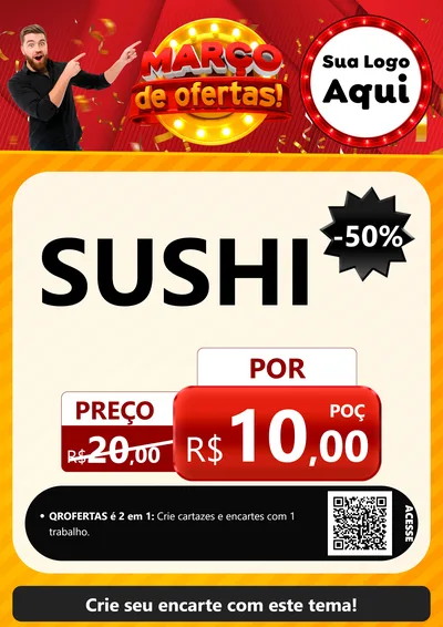 Modelo de Cartaz para Cartaz A4 Vertical com o tema Março de Ofertas! para Comida japonesa