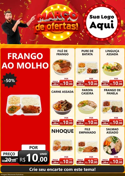 Modelo de Encarte para Encarte A4 Vertical com o tema Março de Ofertas! para Restaurante