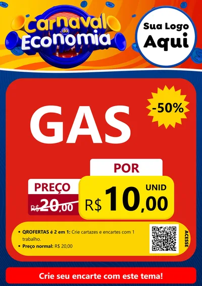 Modelo de Cartaz para Cartaz A4 Vertical com o tema Carnaval da Economia para Água e gás