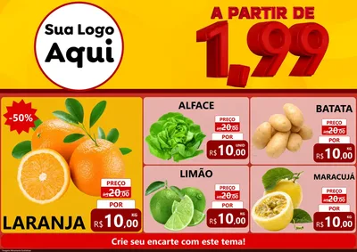 Modelo de Encarte para Encarte A4 Horizontal com o tema A Partir de Um e Noventa e Nove - 1,99 para Hortifrúti