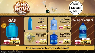 Modelo de TV para TV Horizontal com o tema Feliz Ano Novo 2027 para Água e gás