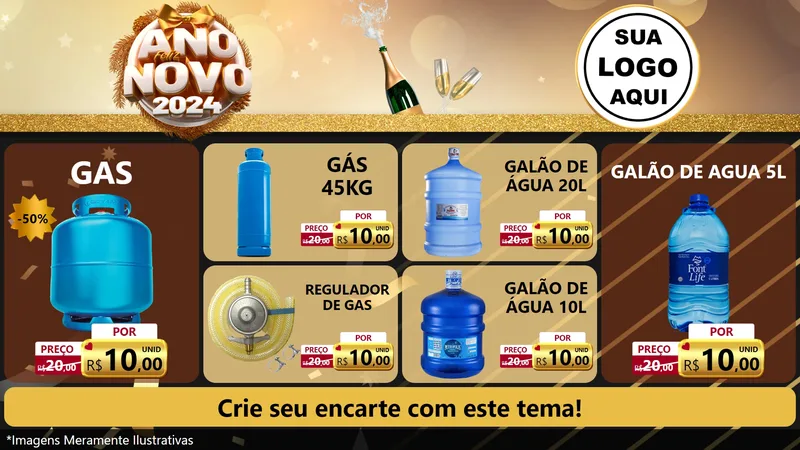 Modelo de TV para TV Horizontal com o tema Feliz Ano Novo 2027 para Água e gás